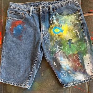 Hippie punk graffiti handmade Levi’s shorts